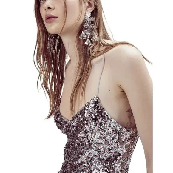 For Love and Lemons Showtime Sequin Mini Dress Womens Small Multicolor NWT $255 - Picture 2 of 13